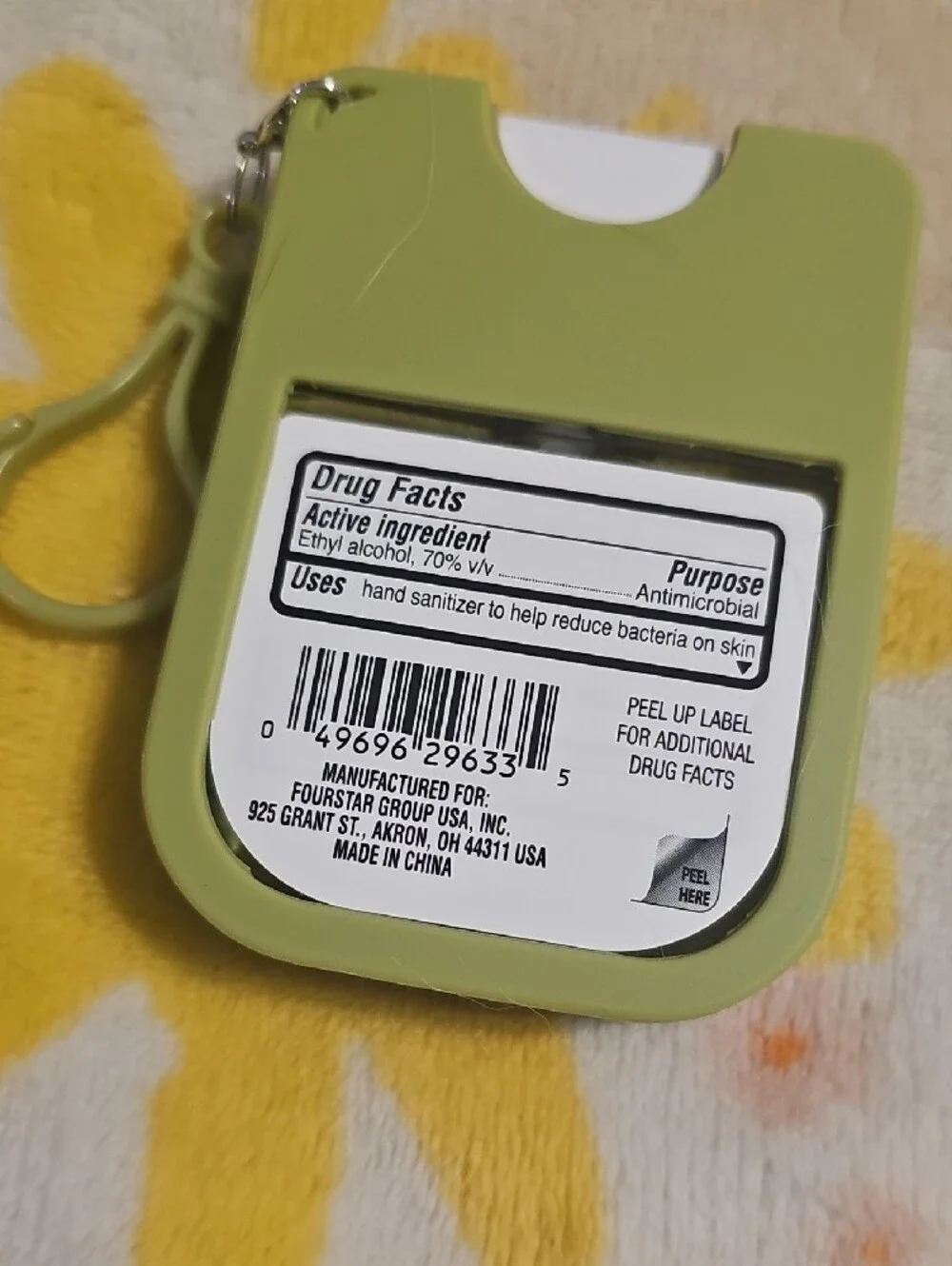 B Pure Pistachio Green Moisturizing Hand Sanitizer Key Holder